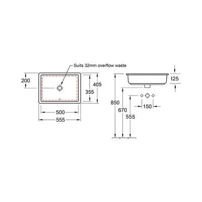 Basin Under Counter V&B Architectura Rectangle 555X400Mm - Image 2
