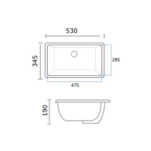 Basin Under Counter Rectangle Innova Nth 530X345X190 B5334 - Image 6