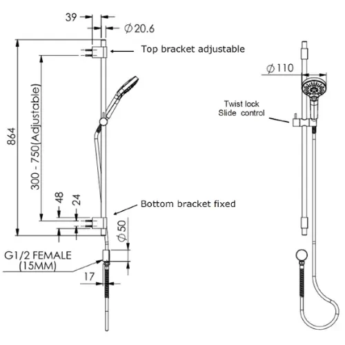 Optima Plus Airflo Rail Shower - Image 2