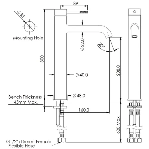 Optima Plus Tower Basin Mixer - Image 6