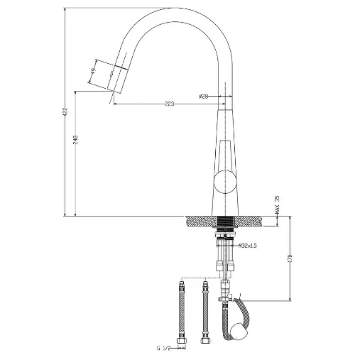 Mixer Peak Lux Sink Pullout Blk Pc1017Lf-B - Image 2