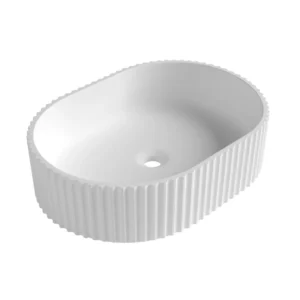 Celine Oval Fluted Basin 480x345 Matte White SBF4834
