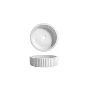 Piaza Fluted Above Counter Basin Matte White 400mm WB 4011WT
